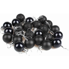 24-Pack Mini Shatterproof Black Christmas Ball Ornaments, 3cm Tree Decorations for Holiday Party