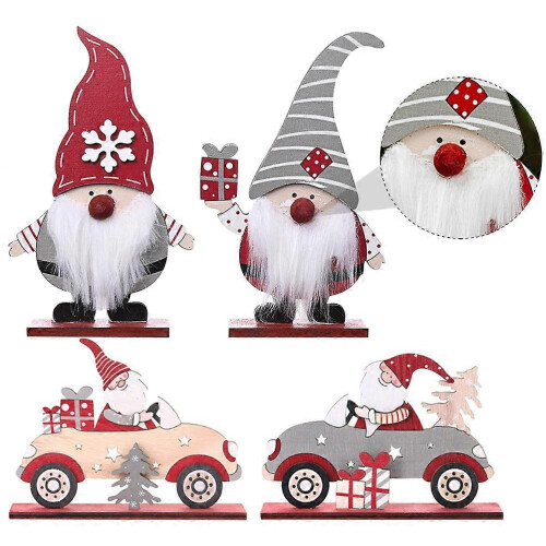 Wooden Christmas Decoration Creative Ornament for Decor 4Pcs Set 2