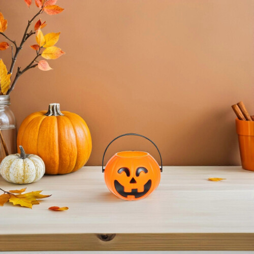 Secchielli per dolcetti a forma di zucca, in plastica, per Halloween, ideali per feste (10 pezzi). 2
