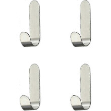 Four self-adhesive stainless steel hooks for hanging towels, keys, and household items.,z
