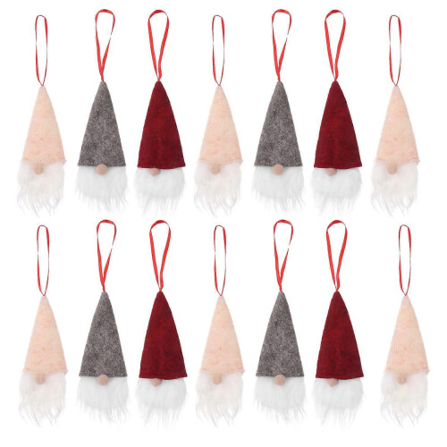 Tree Gnomes Ornaments Christmas Elements Round Head Non-Woven Fabric Plush Ornaments 24Pcs