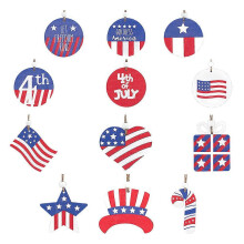 12Pcs Wooden Day Homeowners Party Hosts Red Featuring Star Letter Shapes Create Festive Atmosphere