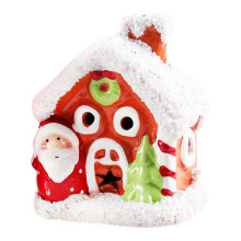 Christmas Light Decoration Ceramics Santa Snowy Lighting House Lantern