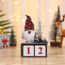 Weihnachtstischdekorationen, Holzkalender, Weihnachtsmann (gesichtslos)