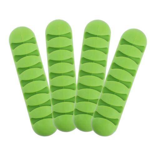 Solid Cable Holder Adhesive Cable Holders for Desktop 4Pcs Green Silicone