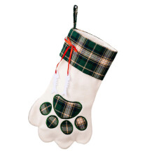 Fashion Lattice Claw Xmas Sock Sack Gift Bag Tree Ornament Candy Pouch Theme Family Party Green