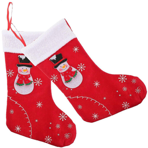 Christmas Sock Gift Bag Hanging Decor for Storage Use 2Pcs Cloth 2