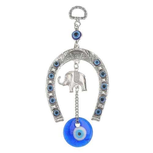 Blue Eyes Hanging Pendant Horseshoe Elephant Shape Pendant Blessing Decor
