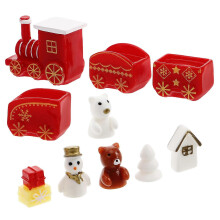 Mini Train Set 10Pcs Festival Party Ornament Home Office Table Top Assorted Color DIY Creativity