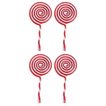Xmas Festival Ornament Stick Pendant for Decor 4Pcs Red Plastic Lollipop