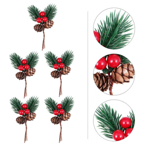5Pcs Christmas Pine Cone Decor with Pine Picks for Decoration Use 2