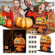 Halloween-Kürbis-Countdown-Kalender aus Holz für den 25.-26.