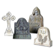 Village Resin Tombstones Ornaments Collection Set Multiple Sizes & Multicolor Figurines