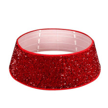 Holiday Sequin Christmas Tree Collar, Tree Base Cover, Polyester Fiber Skirt, Foldable Tree Ring