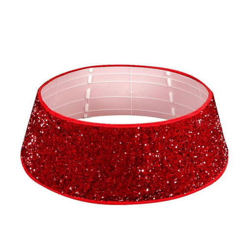Holiday Sequin Christmas Tree Collar, Tree Base Cover, Polyester Fiber Skirt, Foldable Tree Ring