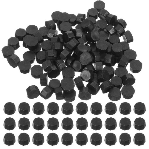 Wachssiegelperlen, schwarz, für Bastelarbeiten, 2 Beutel-Set
