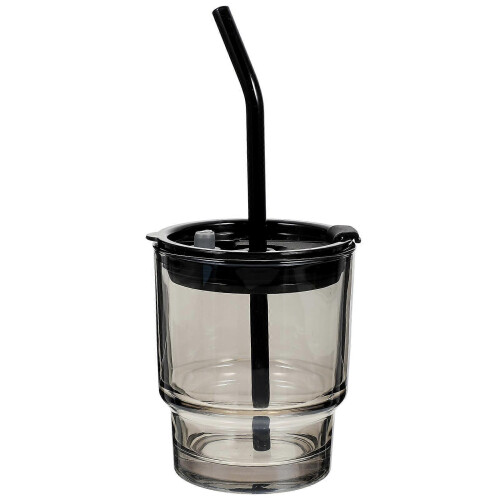 Strohhalm-Glaskaffee für Milchtee, 1 Set mit Deckel und Strohhalm