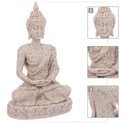 Aquarium-Ornament: Buddha-Statue aus beigem Sandstein 1