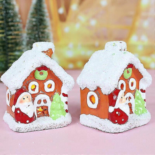 Christmas Light Decoration Ceramics Santa Snowy Lighting House Lantern 2