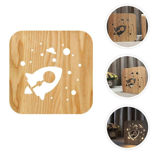 Wooden Rocket Night Light Creative Bedside Lamp for Home 1Pcs 1