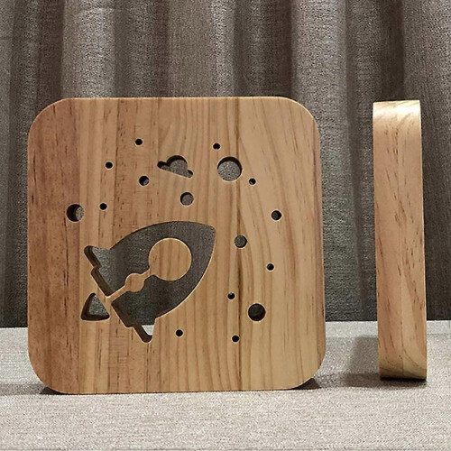 Wooden Rocket Night Light Creative Bedside Lamp for Home 1Pcs 2