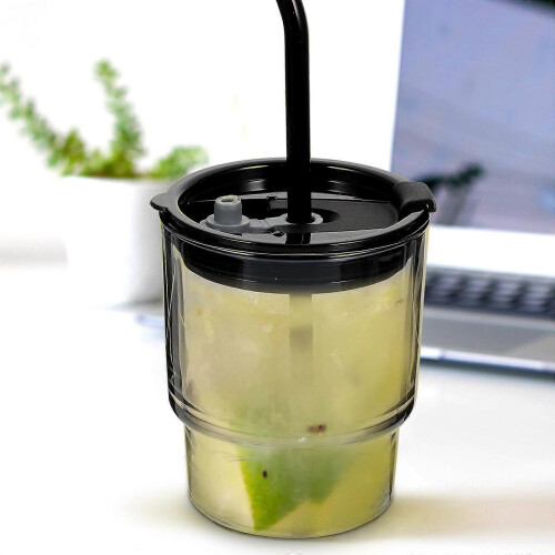 Strohhalm-Glaskaffee für Milchtee, 1 Set mit Deckel und Strohhalm 1