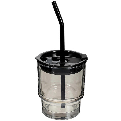 Strohhalm-Glaskaffee für Milchtee, 1 Set mit Deckel und Strohhalm 2