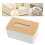 Khaki Wooden Tissue Box Cover for Bedroom 2Pcs Rectangular Holder 2