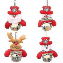 Tree Jingle Ornament Small Plush Snowman Santa Reindeer Hanging Bell Items Photo Props8pcs-red
