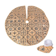48 Inch Christmas Tree Skirt Xmas Soft Cover Mat Decor Snowflake Collar Farmhouse Tree Skirt,Gold
