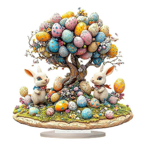 Easter Series Acrylic Desktop Ornaments Egg Bunny Easter Desk Spring Figure Easter Stand Indoor