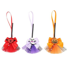 Halloween Hanging Broom Ornaments for Haunted Houses 3Pcs with Bells Multi Color