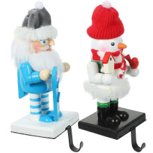 Ganchos para calcetines navideños con forma de muñeco de nieve y Papá Noel (1 juego)