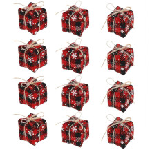 Colgantes de tela con forma de copo de nieve para decoración navideña, con 12 bolsas de regalo.