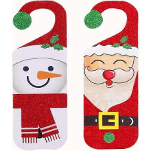 Juego de 2 tiradores de puerta navideños con colgante de Papá Noel y muñeco de nieve (29,5 x 10 cm) para decoración navideña.