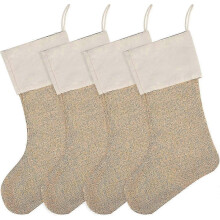 4 Pack Burlap Christmas Stockings Fireplace Hanging Stockings for DIY