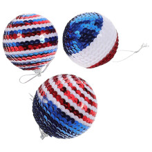 Colgantes de bola del Día de la Independencia, bolas decorativas de espuma, colgantes patrióticos rojos, blancos y azules, 3 piezas