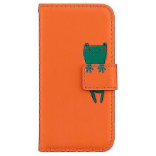 2025 Hülle für iPhone 13 Pro, orangefarbenes Leder, Cartoon-Tier-Geldbörse, z