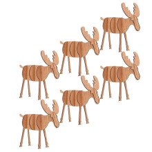 Adornos navideños de madera con forma de alce para decoración, 6 piezas, juguetes creativos para armar.