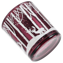 Portacandele in vetro per lumini, portacandele natalizio decorativo, ornamento rosso per feste.