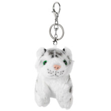 White Plush Tiger Keychain for Hanging Keys Cute Bag Charm