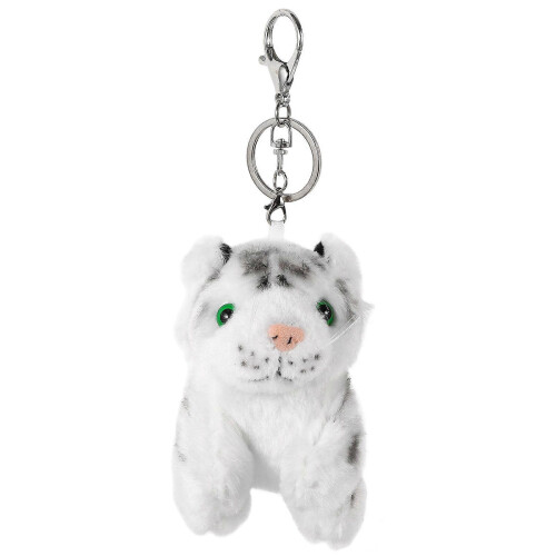 White Plush Tiger Keychain for Hanging Keys Cute Bag Charm