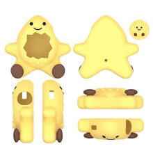 Custodia protettiva a stella in silicone giallo per Tamagotchi Paradise, protezione a 360 contro le cadute e design impermeabile.