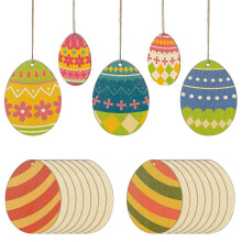 Easter Eggs Wooden Pendants for Decoration 20Pcs Hollow-Out Hanging Ornaments