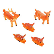 Deer Family Desktop Decor Plastic Crafts for Decoration 5Pcs Orange Ornaments