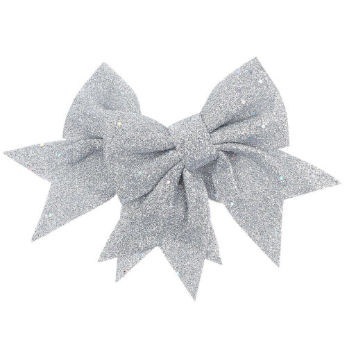 Christmas Decorative Bow Ornaments for Decoration Silver 2Pcs Pack 2