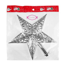 Estrella brillante plateada para la cima del árbol de Navidad, ideal para la decoración navideña.