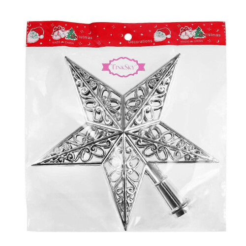 Christmas Tree Topper Glittering Star Silver for Holiday Decor