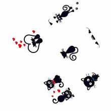 Lot de 5 autocollants décoratifs Chat Noir pour interrupteur, motif dessin animé adorable pour surfaces lisses