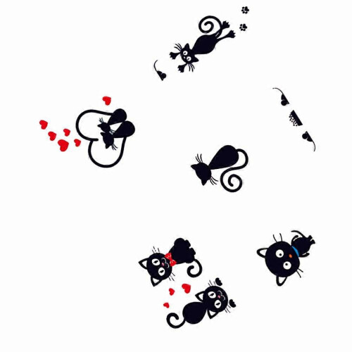 Black Cat Sticker Switch Decor 5Pcs Lovely Cartoon Design for Smooth Surfaces
